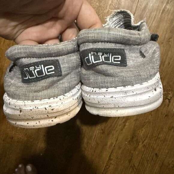 Hey Dude Wally Chambray Castlerock Men Size 12 Slip On Comfort Orthopedic Shoes - Picture 3 of 4